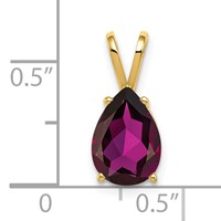 14K Yellow Gold 10x 7mm Pear Rhodolite Garnet Pendant view 2
