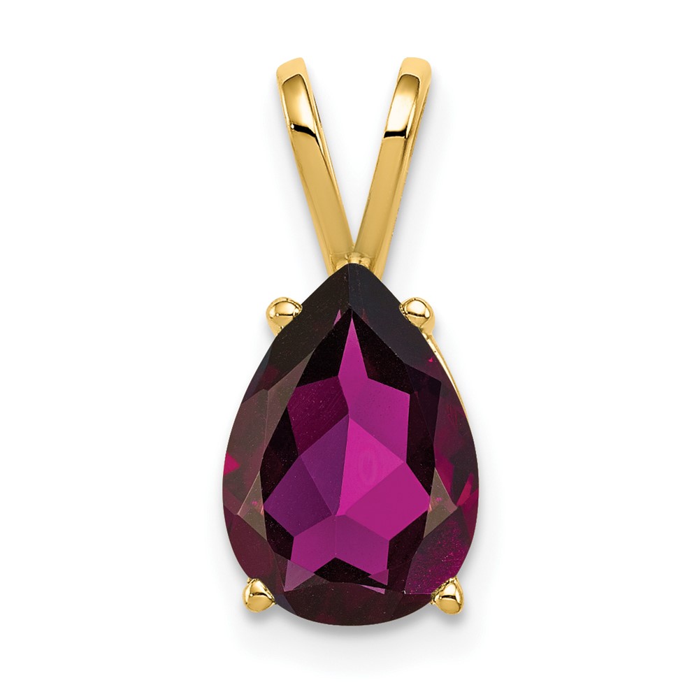 14K Yellow Gold 10x 7mm Pear Rhodolite Garnet Pendant