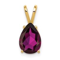 14K Yellow Gold 10x 7mm Pear Rhodolite Garnet Pendant view 1