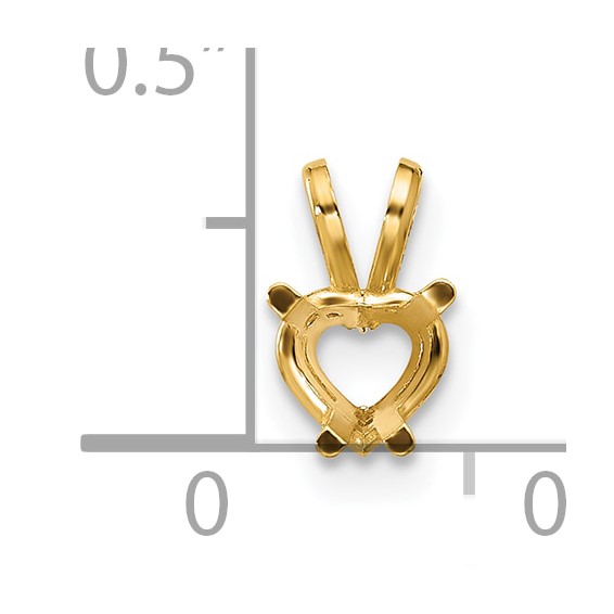 14k 5mm Heart Stone Pendant Mounting