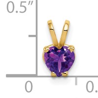 14K 5mm Yellow Gold Heart Amethyst Pendant view 3