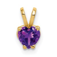14K 5mm Yellow Gold Heart Amethyst Pendant view 1