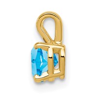 14K 5mm Yellow Gold Heart Blue Topaz Pendant view 2