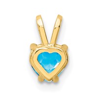 14K 5mm Yellow Gold Heart Blue Topaz Pendant view 3