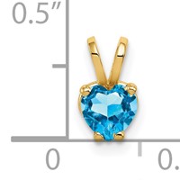 14K 5mm Yellow Gold Heart Blue Topaz Pendant view 4