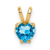 14K 5mm Yellow Gold Heart Blue Topaz Pendant view 1