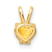 14K 5mm Yellow Gold Heart Citrine Pendant view 3