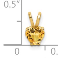 14K 5mm Yellow Gold Heart Citrine Pendant view 4
