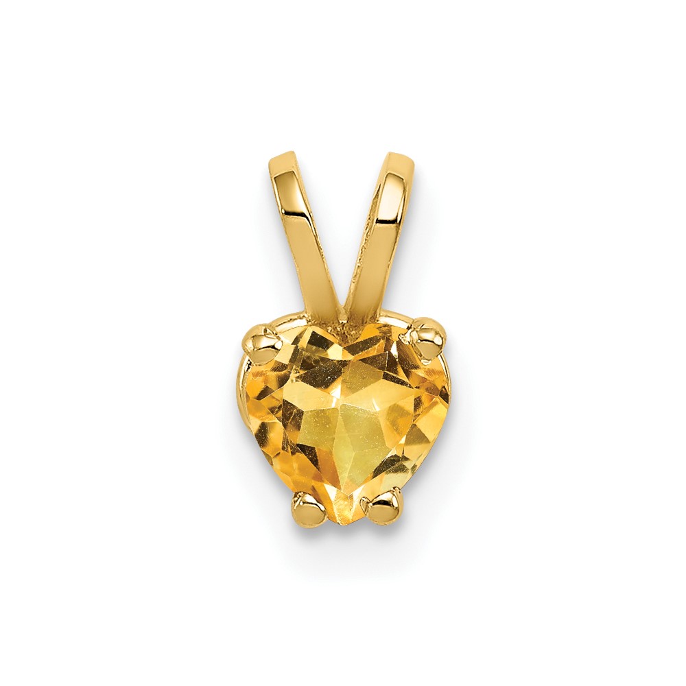 14K 5mm Yellow Gold Heart Citrine Pendant