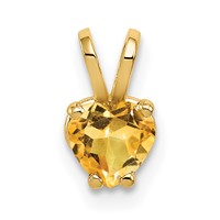 14K 5mm Yellow Gold Heart Citrine Pendant view 1