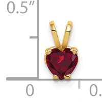 14K 5mm Yellow Gold Heart Lab Created Ruby Pendant view 2