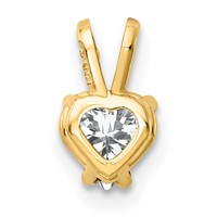 14K 5mm Yellow Gold Heart Cubic Zirconia Pendant view 3