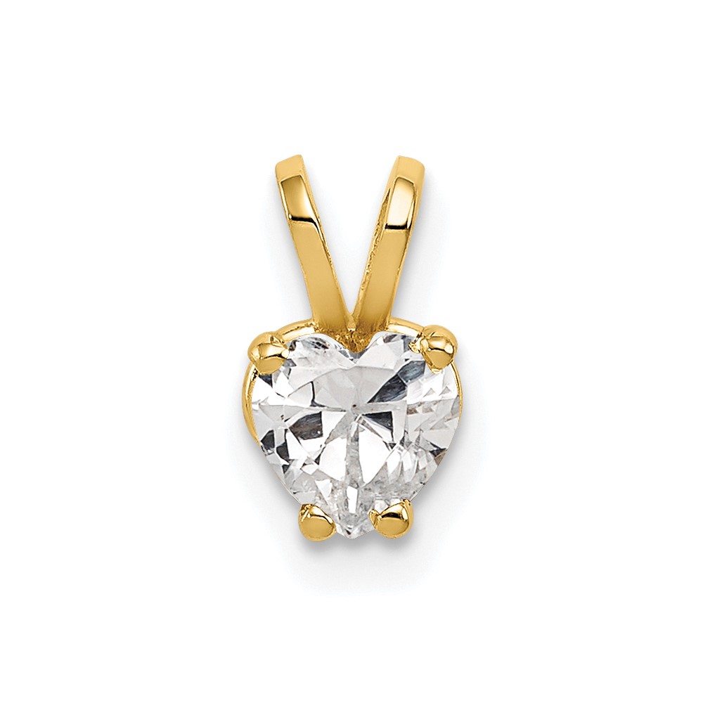 14K 5mm Yellow Gold Heart Cubic Zirconia Pendant