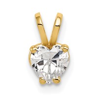14K 5mm Yellow Gold Heart Cubic Zirconia Pendant view 1