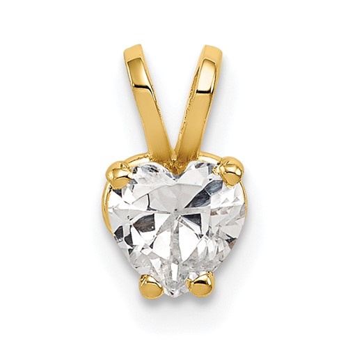 14K 5mm Yellow Gold Heart Cubic Zirconia Pendant