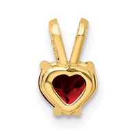 14K 5mm Yellow Gold Heart Garnet Pendant view 3