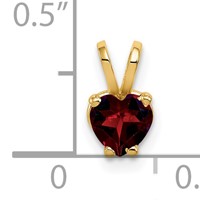 14K 5mm Yellow Gold Heart Garnet Pendant view 4