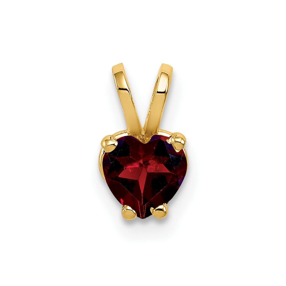 14K 5mm Yellow Gold Heart Garnet Pendant