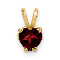 14K 5mm Yellow Gold Heart Garnet Pendant view 1