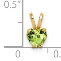 14K 5mm Yellow Gold Heart Peridot Pendant view 4