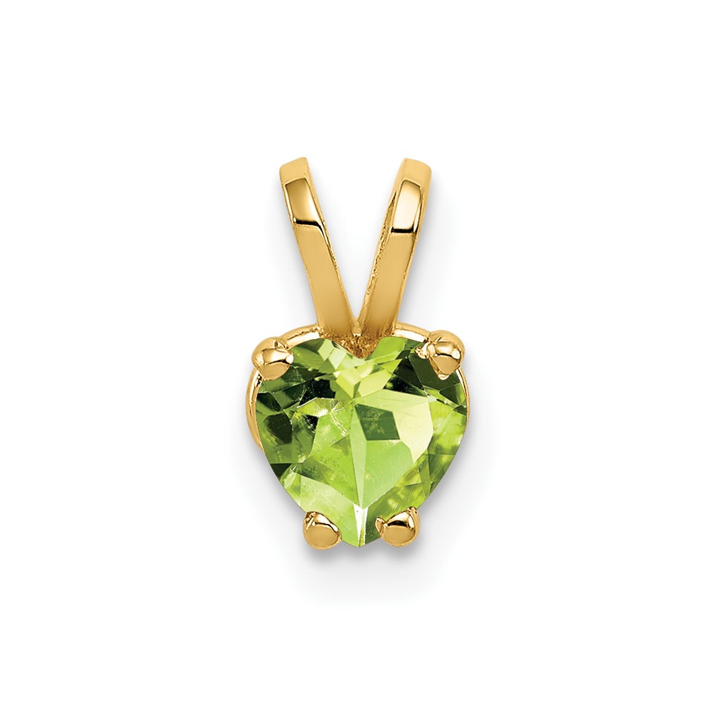 14K 5mm Yellow Gold Heart Peridot Pendant