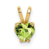 14K 5mm Yellow Gold Heart Peridot Pendant view 1