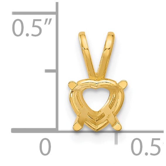 14k 6mm Heart Stone Pendant Mounting