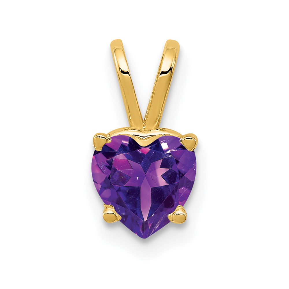 14K 6mm Heart Amethyst Pendant