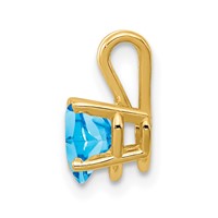 14K 6mm Yellow Gold Heart Blue Topaz Pendant view 2