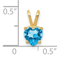 14K 6mm Yellow Gold Heart Blue Topaz Pendant view 3