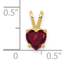 14K 6mm Yellow Gold Heart Lab Created Ruby Pendant view 2