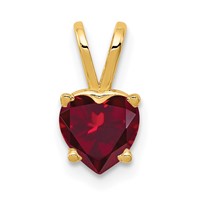 14K 6mm Yellow Gold Heart Lab Created Ruby Pendant view 1