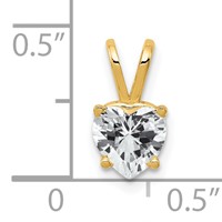 14K 6mm Yellow Gold Heart Cubic Zirconia Pendant view 4