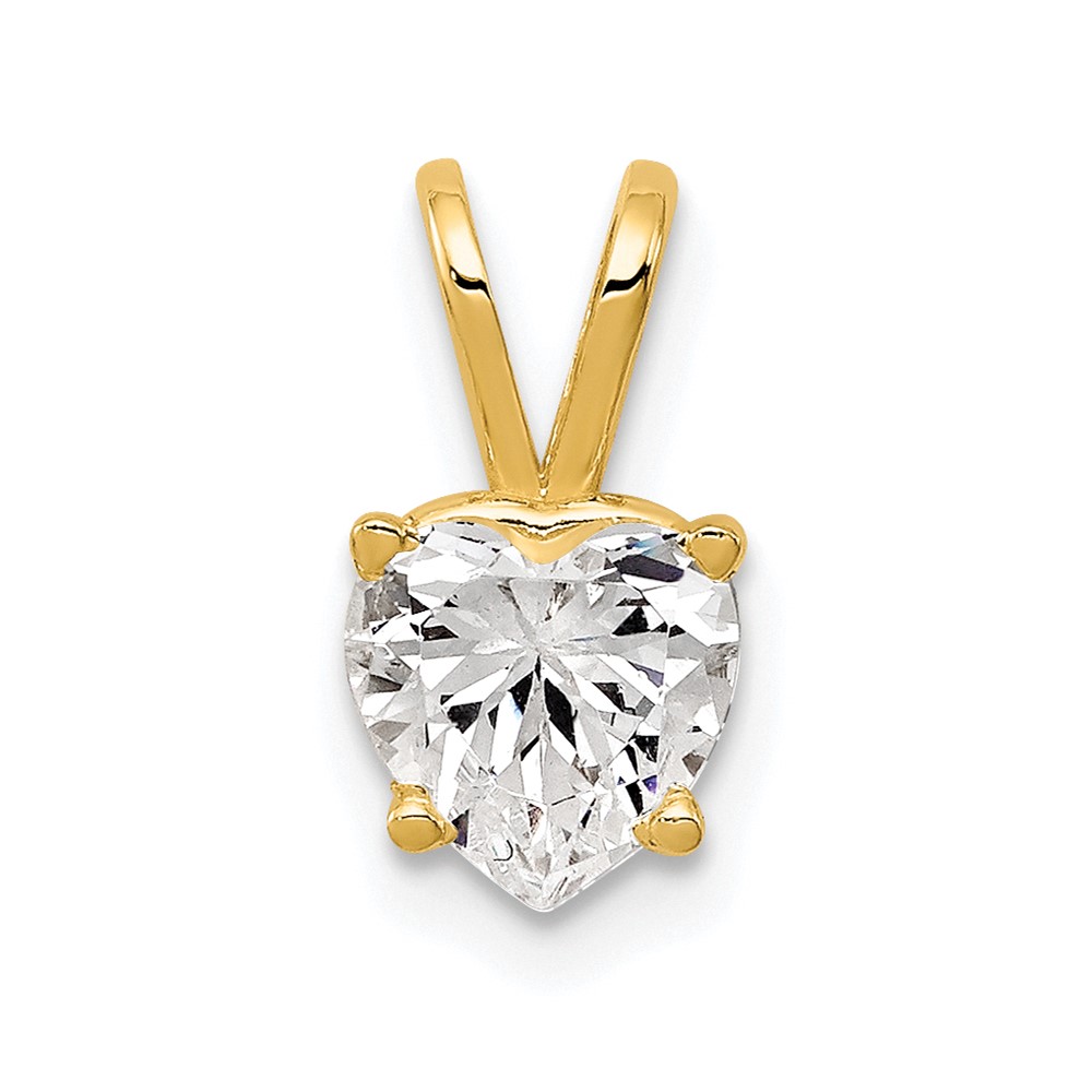 14K 6mm Yellow Gold Heart Cubic Zirconia Pendant