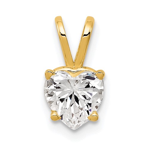 14K 6mm Yellow Gold Heart Cubic Zirconia Pendant