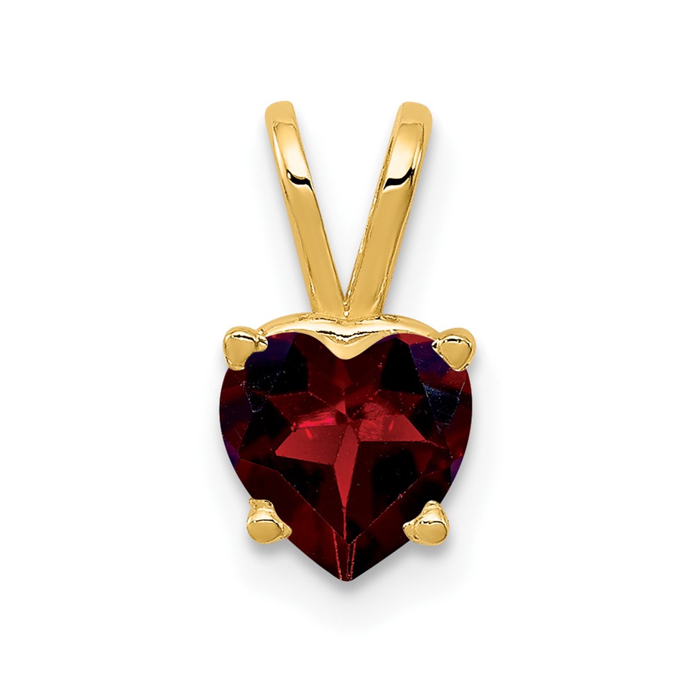 14K 6mm Yellow Gold Heart Garnet Pendant