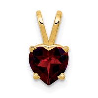 14K 6mm Yellow Gold Heart Garnet Pendant view 1