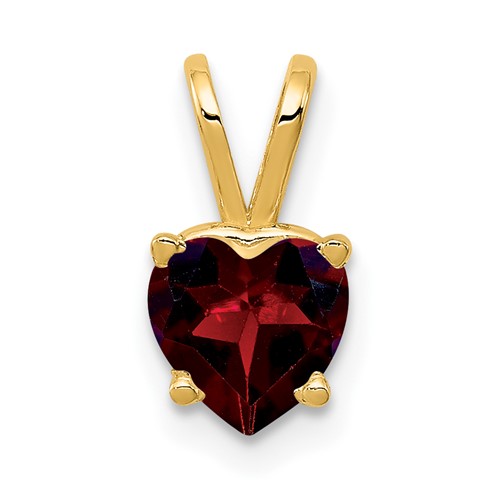 14K 6mm Yellow Gold Heart Garnet Pendant