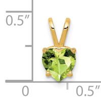 14K 6mm Yellow Gold Heart Peridot Pendant view 3