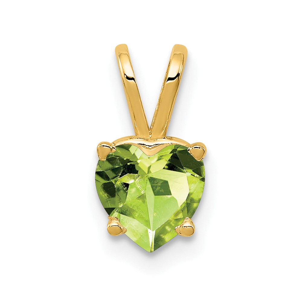 14K 6mm Yellow Gold Heart Peridot Pendant