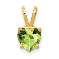 14K 6mm Yellow Gold Heart Peridot Pendant view 1