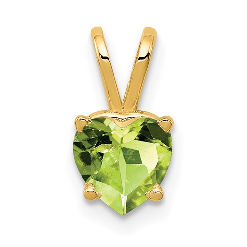 14K 6mm Yellow Gold Heart Peridot Pendant