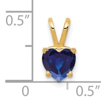 14K 6mm Yellow Gold Heart Sapphire Pendant view 2