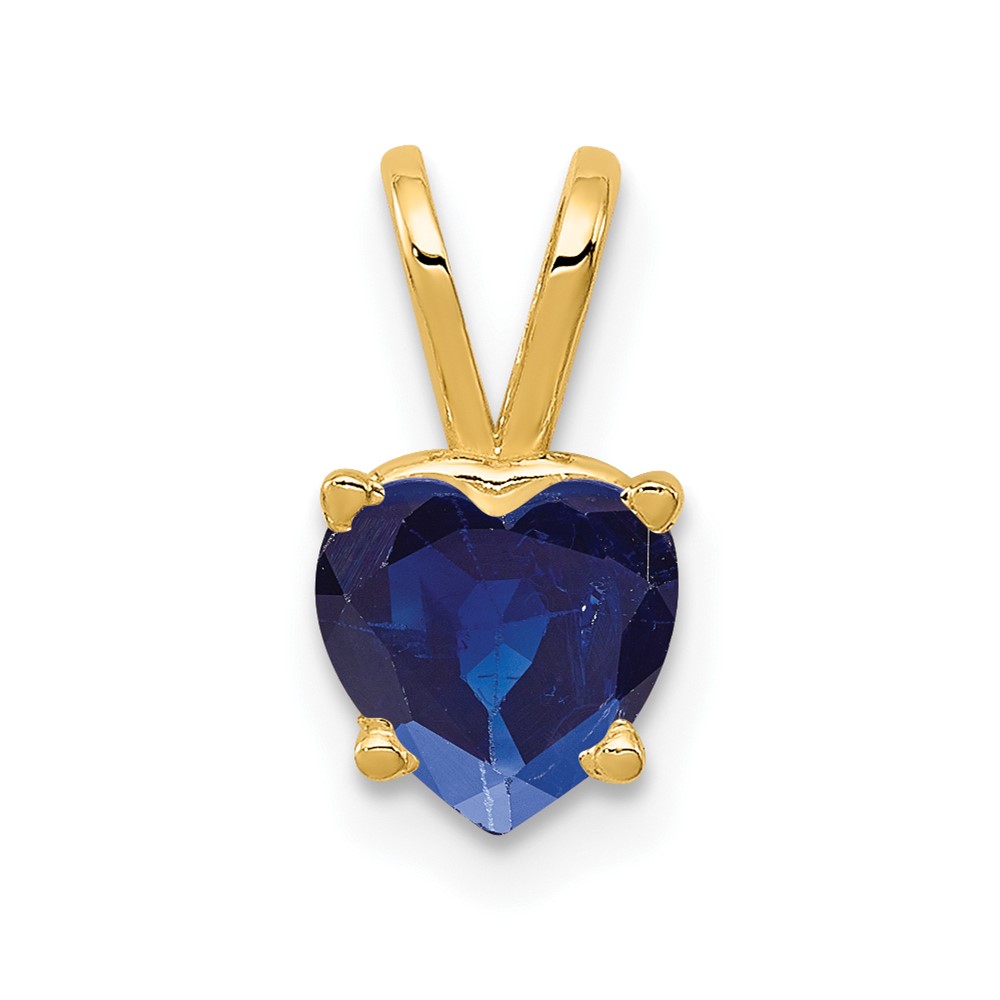 14K 6mm Yellow Gold Heart Sapphire Pendant