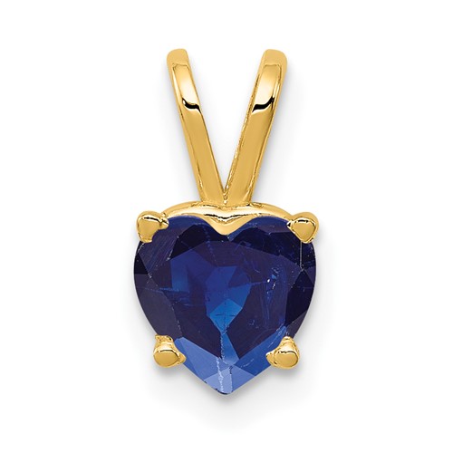 14K 6mm Yellow Gold Heart Sapphire Pendant