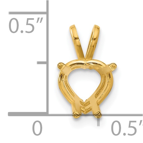 14k 7mm Heart Stone Pendant Mounting