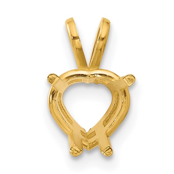14k 7mm Heart Stone Pendant Mounting