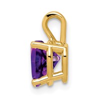 14K 7mm Yellow Gold Heart Amethyst Pendant view 2