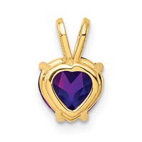 14K 7mm Yellow Gold Heart Amethyst Pendant view 3