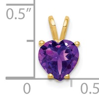 14K 7mm Yellow Gold Heart Amethyst Pendant view 4